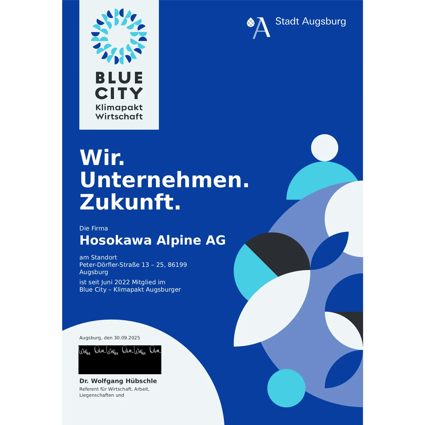 Blue City Klimapakt Urkunde